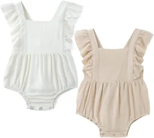 Simplee kids Baby Boys Girls Ruffle Romper Summer Outfit Jumpsuit Linen Bodysuits