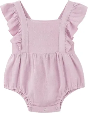 Simplee kids Baby Girls Handmade Solid Color Romper for Spring Newborn Infant Baby Outfit Jumpsuit Bodysuit