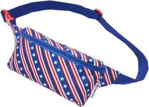 sissycos 4th of July 80s Retro Neon Fanny Pack, 90s Accessories for Women Men Waist Packs, 2 Pockets Belt Waist Crossbody Bag, American Flag Print (Liberty Diagonal)