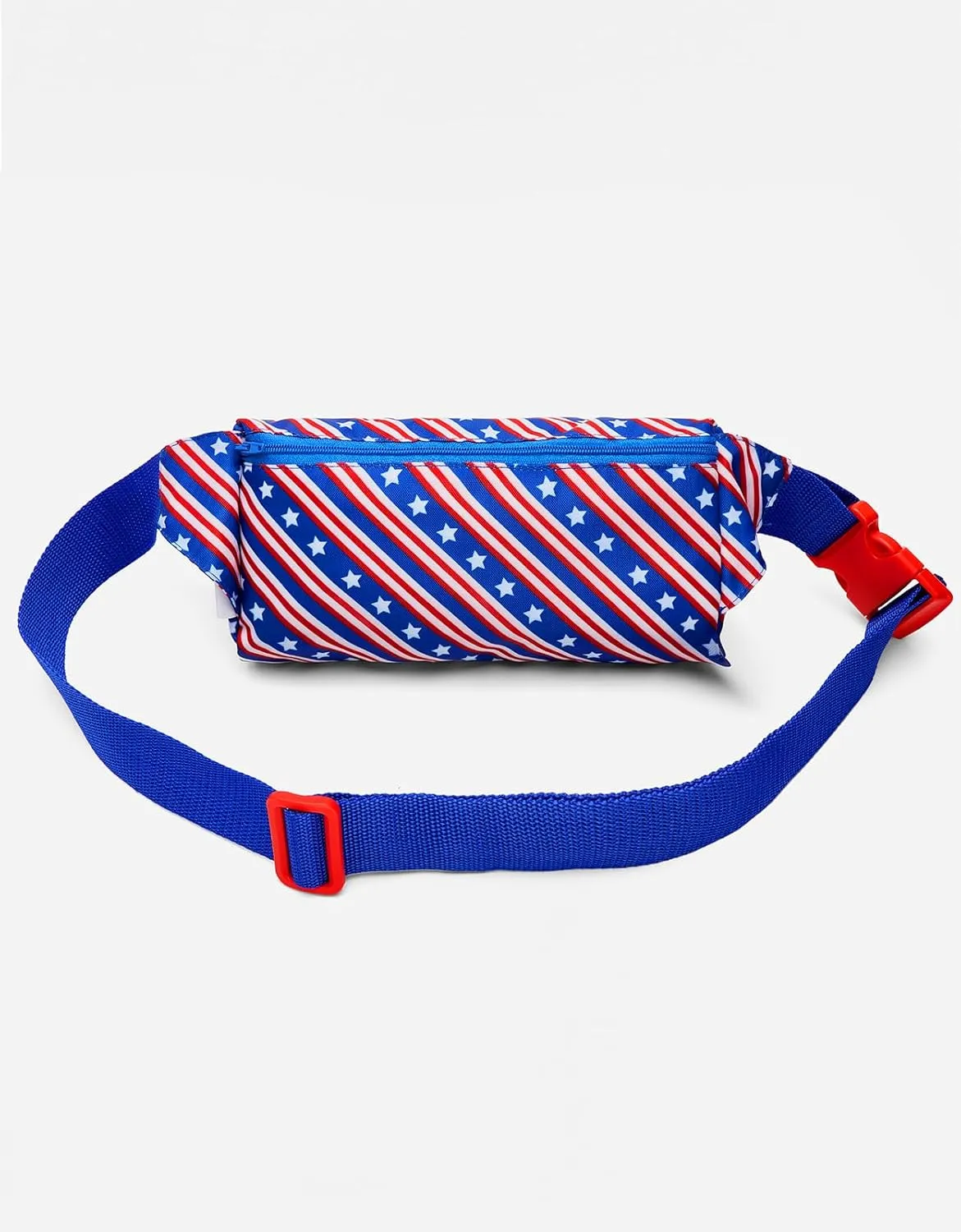 sissycos 4th of July 80s Retro Neon Fanny Pack, 90s Accessories for Women Men Waist Packs, 2 Pockets Belt Waist Crossbody Bag, American Flag Print (Liberty Diagonal)