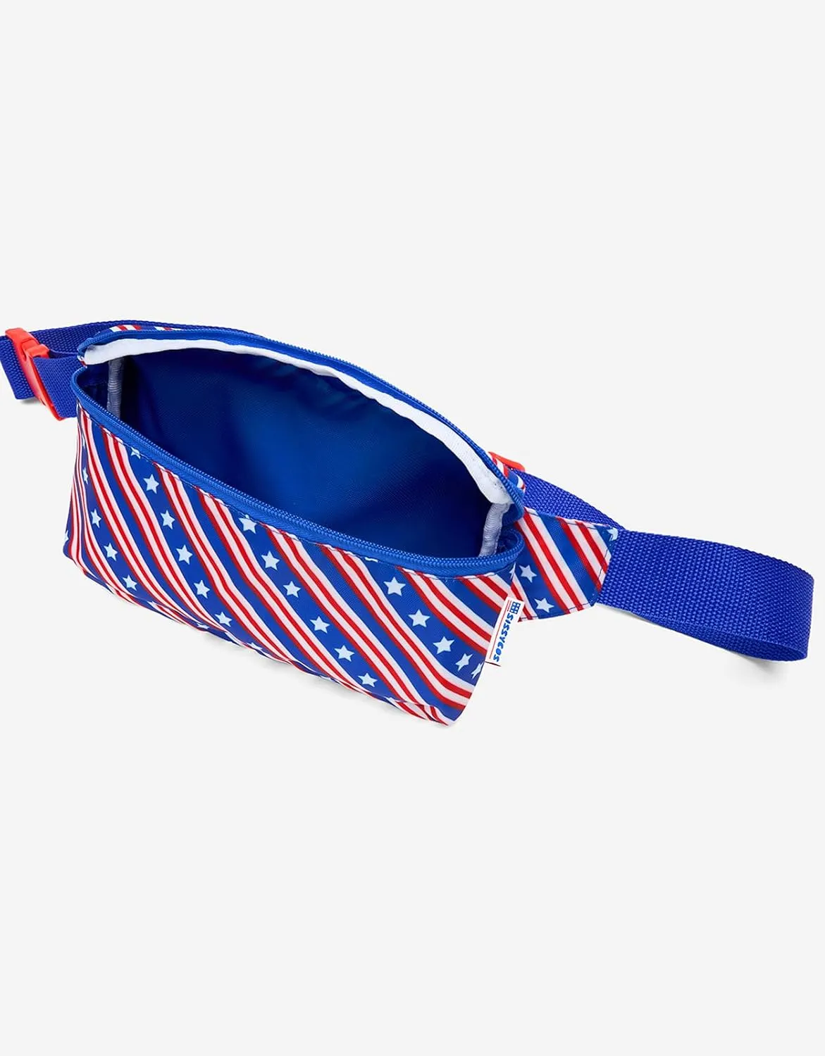 sissycos 4th of July 80s Retro Neon Fanny Pack, 90s Accessories for Women Men Waist Packs, 2 Pockets Belt Waist Crossbody Bag, American Flag Print (Liberty Diagonal)