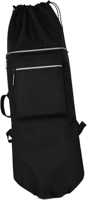 Skateboard Backpack Bag Water Resistant Shoulder Bag Folding with Handle Carrier Longboard Carry Case for Travel Women Men Beginners Black