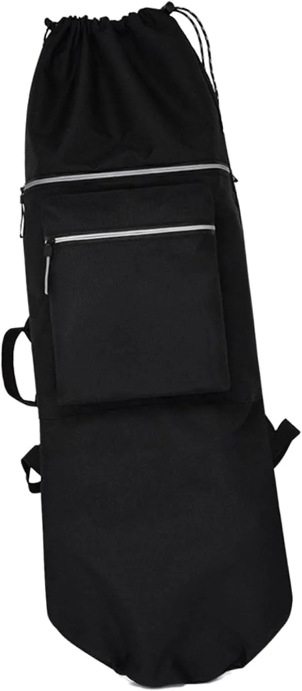 Skateboard Backpack Bag Water Resistant Shoulder Bag Folding with Handle Carrier Longboard Carry Case for Travel Women Men Beginners Black
