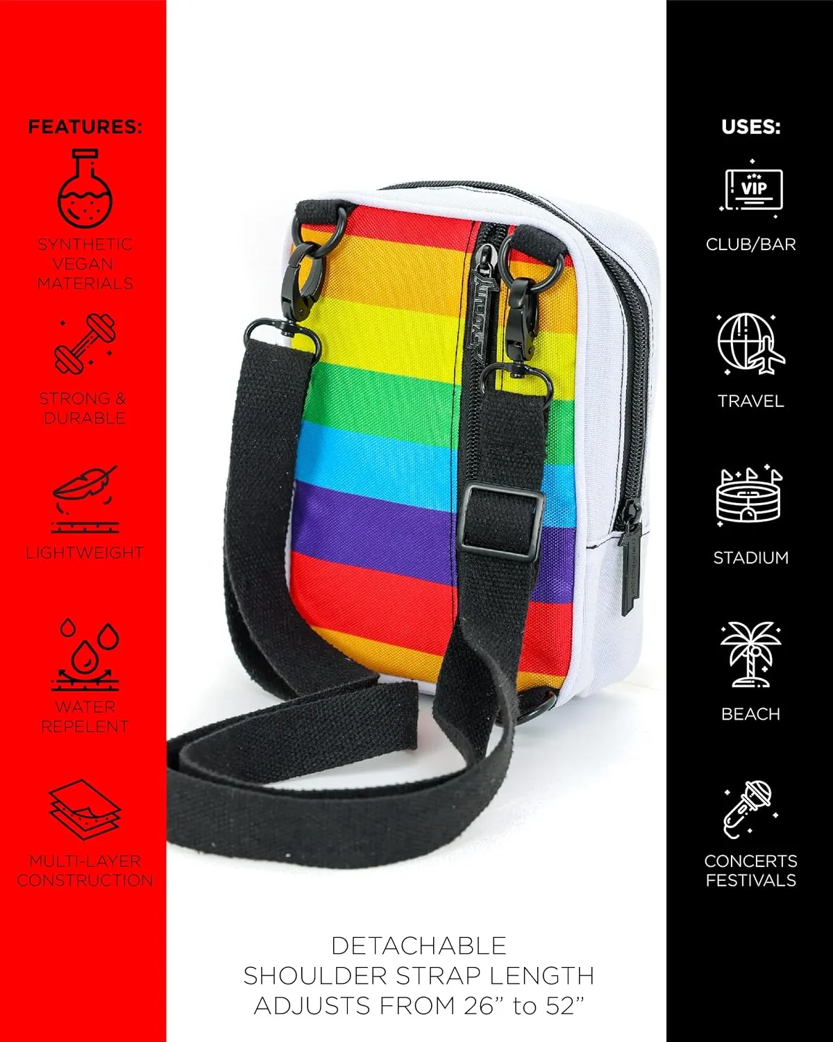 Small Crossbody Bag for Men & Women - Over the Shoulder Bag Sling Checkered Crossbody Bags Festival Concert Bag