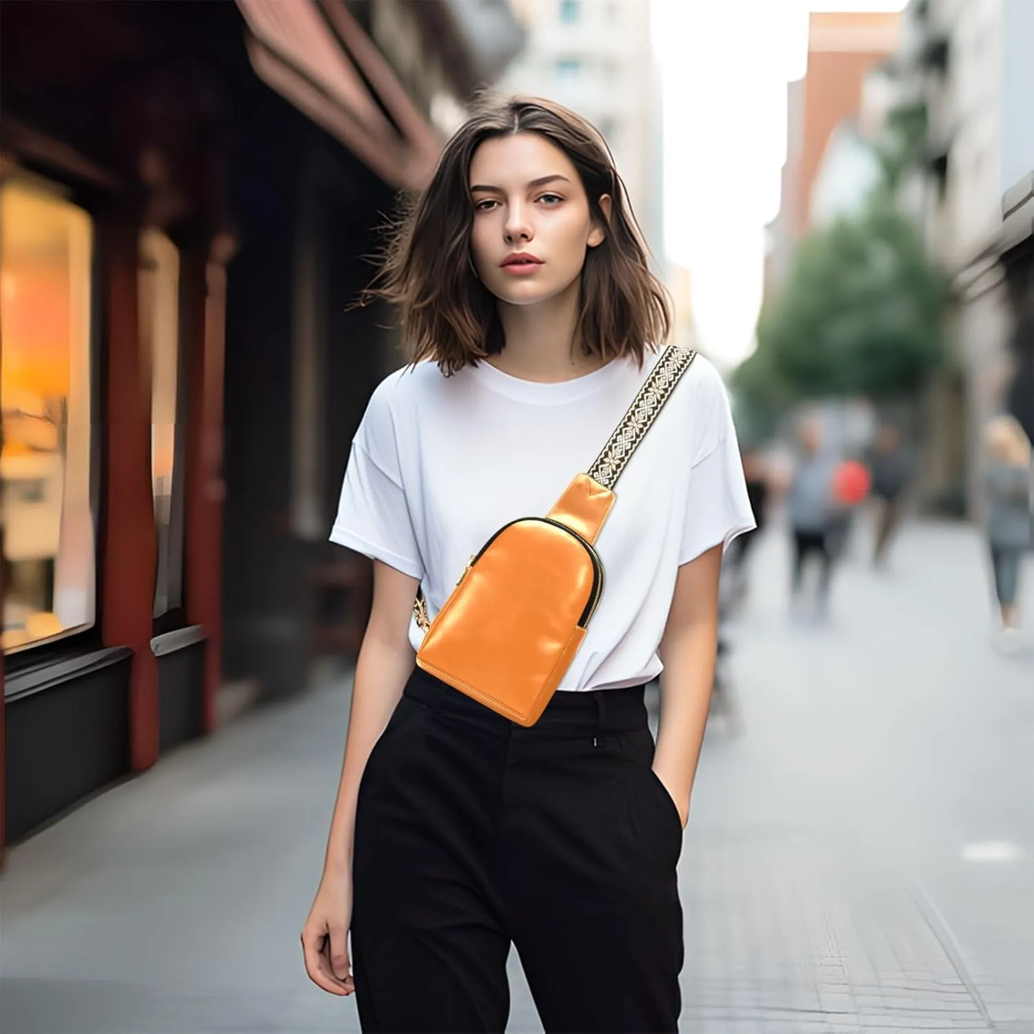 Small Sling Bag for Women Chocolate Crossbody Fanny Packs for Travel, Casual 20828