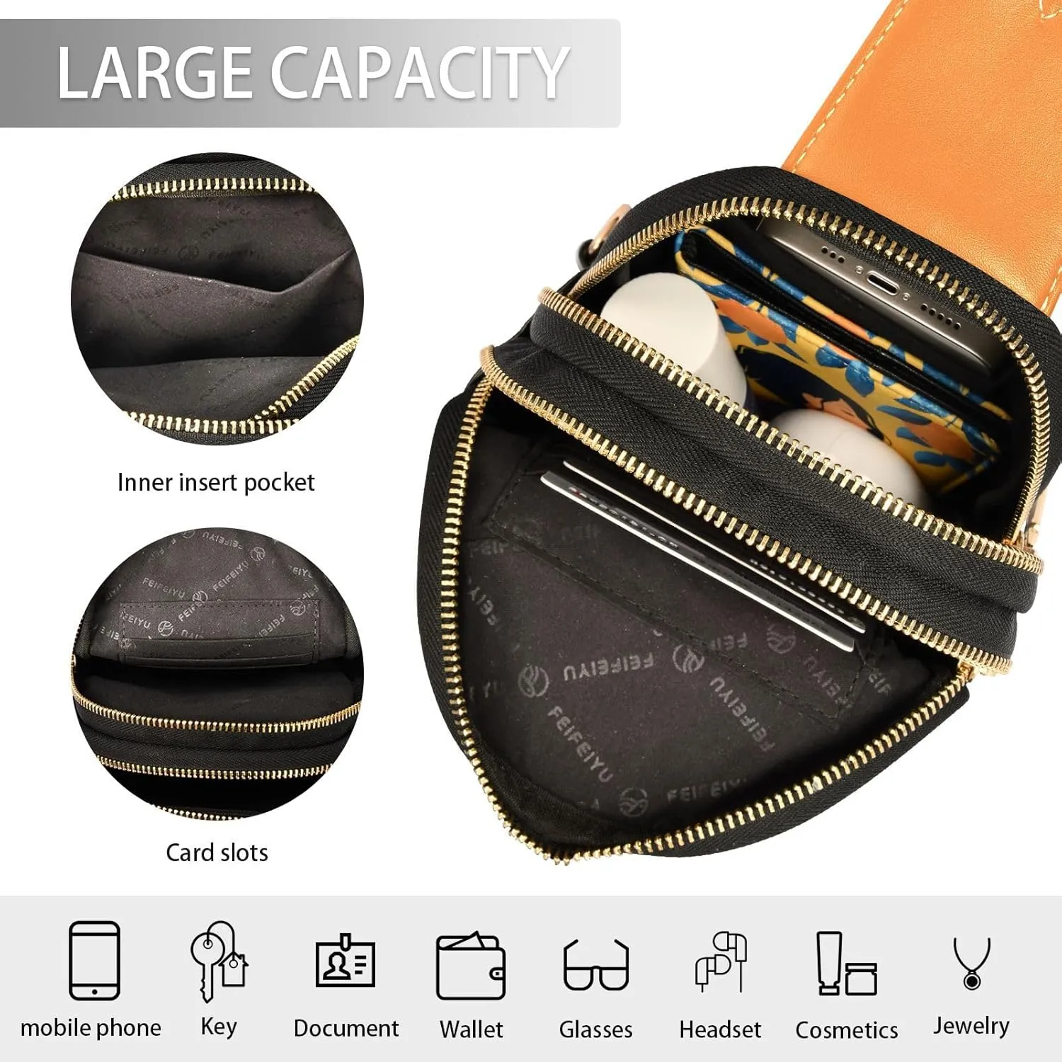 Small Sling Bag for Women Chocolate Crossbody Fanny Packs for Travel, Casual 20828