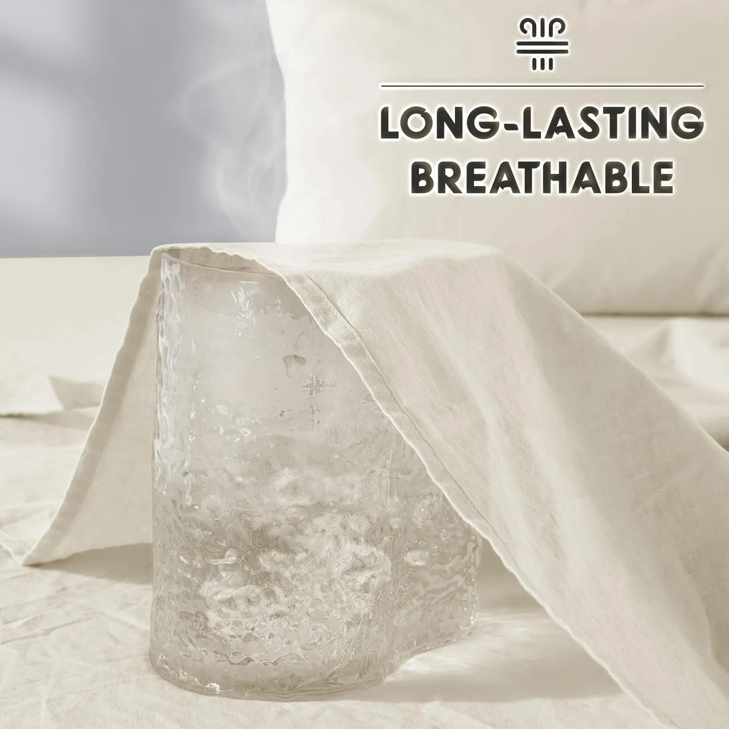 SONORO KATE 100% French Pure Linen Sheets, Breathable and Durable Line King Size Sheets, Anti-Tear Line Bed Sheets, Machine Washable, 16 Inch Deep Pocket - 4 Piece (Cream, King)