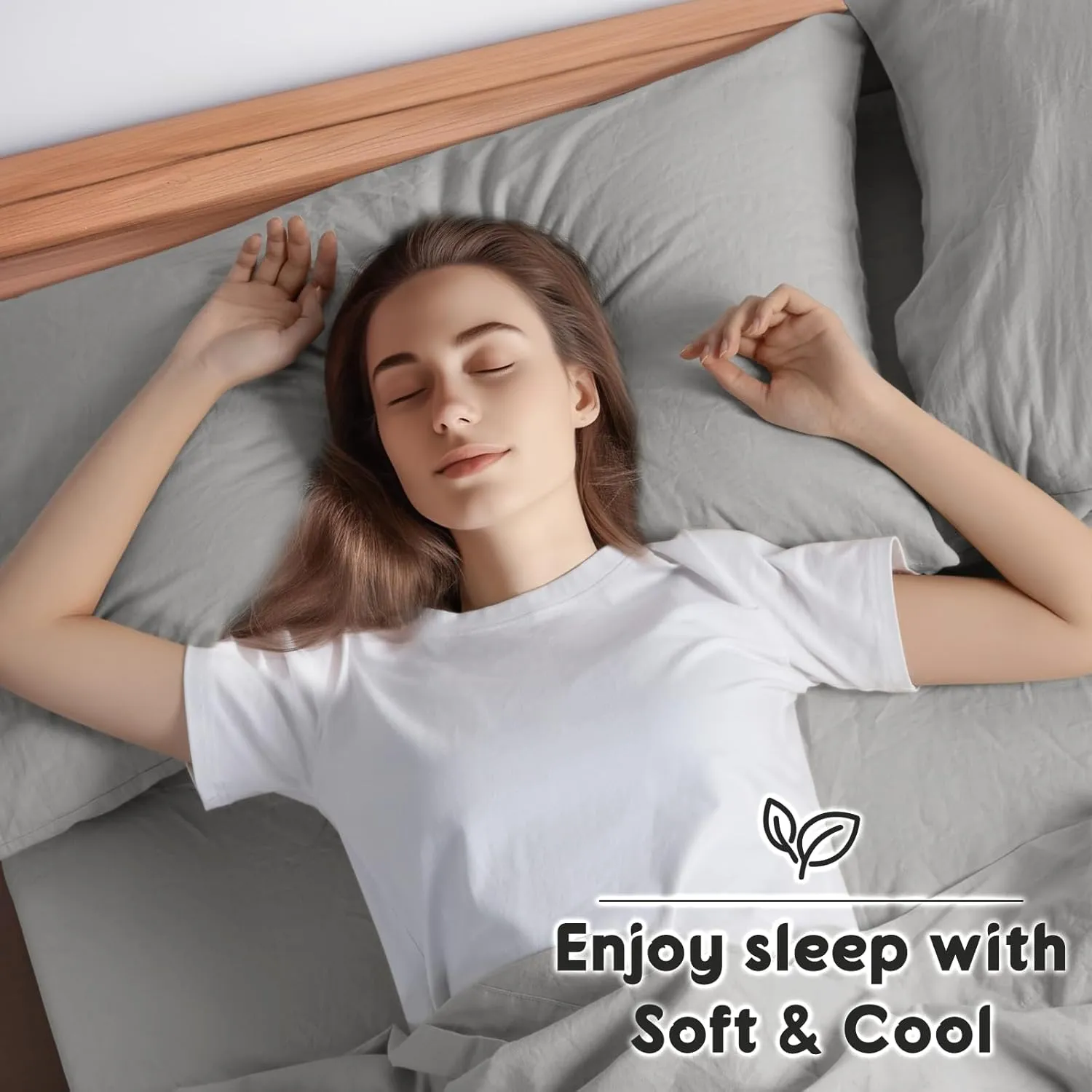 SONORO KATE 100% French Pure Linen Sheets, Breathable and Durable Line King Size Sheets, Anti-Tear Line Bed Sheets, Machine Washable, 16 Inch Deep Pocket - 4 Piece (Grey, King)