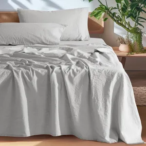 SONORO KATE 100% French Pure Linen Sheets, Breathable and Durable Line King Size Sheets, Anti-Tear Line Bed Sheets, Machine Washable, 16 Inch Deep Pocket - 4 Piece (Grey, King)