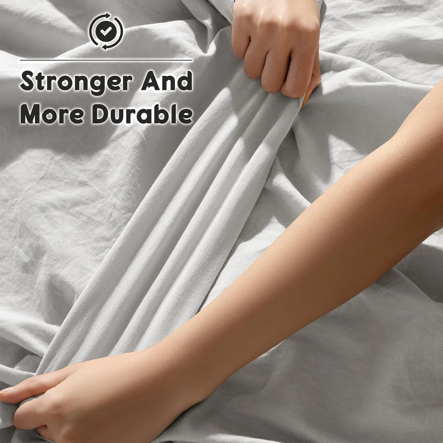 SONORO KATE 100% French Pure Linen Sheets, Breathable and Durable Line King Size Sheets, Anti-Tear Line Bed Sheets, Machine Washable, 16 Inch Deep Pocket - 4 Piece (Grey, King)