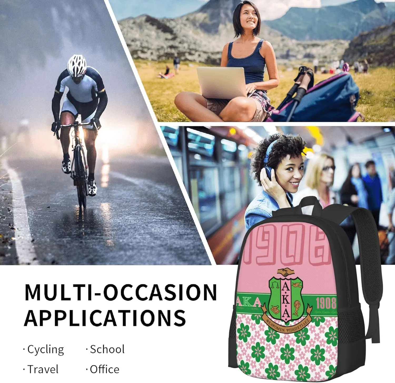 Sorority Multifunctional Backpack Large Travel Backpack for Men Women Computer Work Business Carry on Daypack