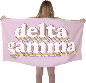 Sorority Shop DG Beach Towel - Delta Gamma Retro Sorority Towel for Beach, Bath and Pool - Trendy, Multipurpose, Extra Large, Lightweight, Cotton Towel for Gifts