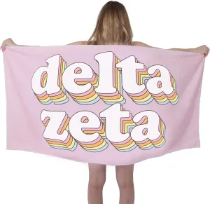 Sorority Shop DZ Beach Towel - Delta Zeta Retro Sorority Towel for Beach, Bath and Pool - Trendy, Multipurpose, Extra Large, Lightweight, Cotton Towel for Gifts