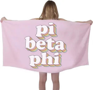 Sorority Shop PBP Beach Towel - Pi Beta Phi Retro Sorority Towel for Beach, Bath and Pool - Trendy, Multipurpose, Extra Large, Lightweight, Cotton Towel for Gifts