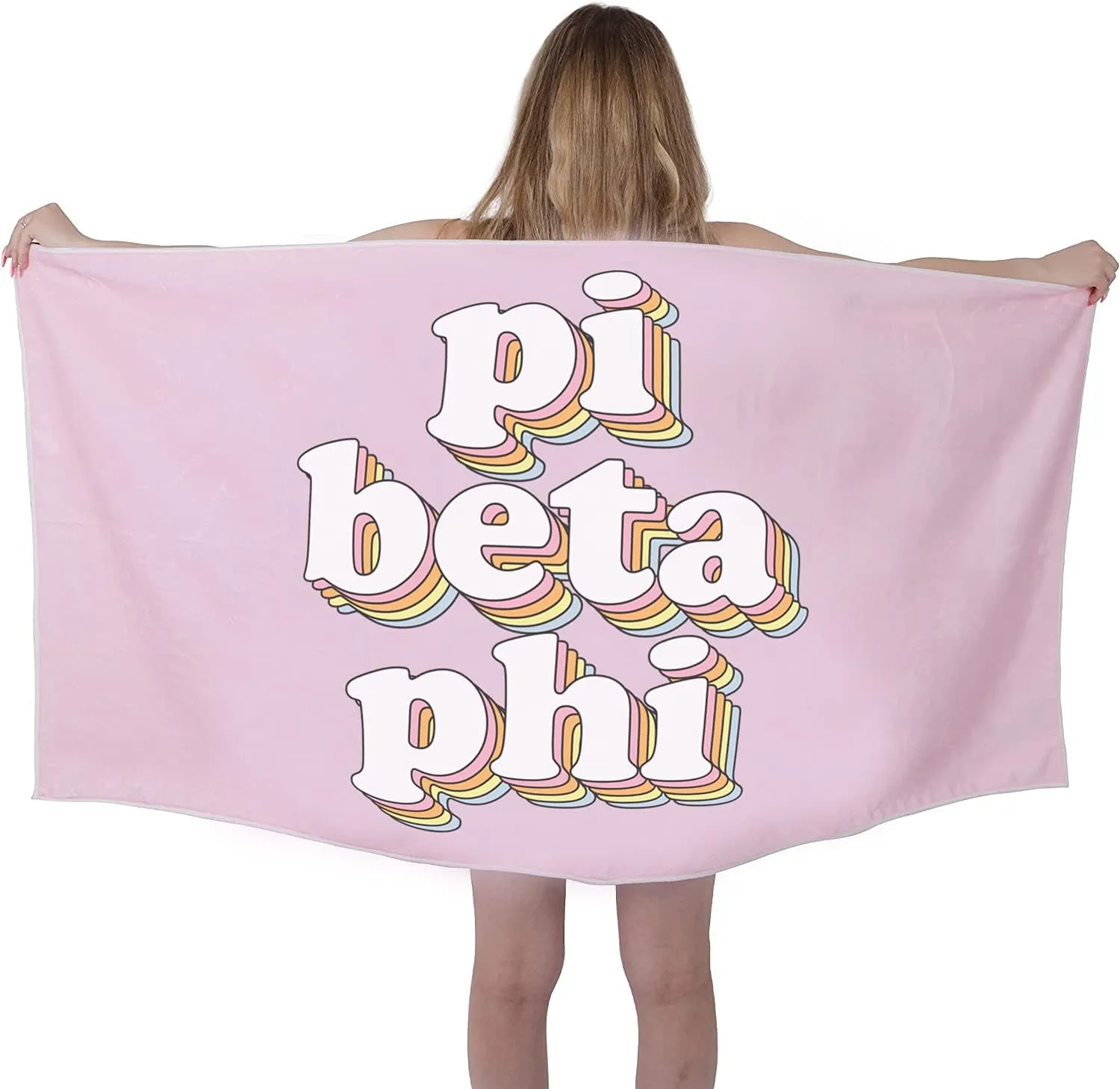 Sorority Shop PBP Beach Towel - Pi Beta Phi Retro Sorority Towel for Beach, Bath and Pool - Trendy, Multipurpose, Extra Large, Lightweight, Cotton Towel for Gifts