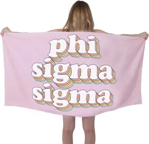Sorority Shop PSS Beach Towel - Phi Sigma Sigma Retro Sorority Towel for Beach, Bath and Pool - Trendy, Multipurpose, Extra Large, Lightweight, Cotton Towel for Gifts