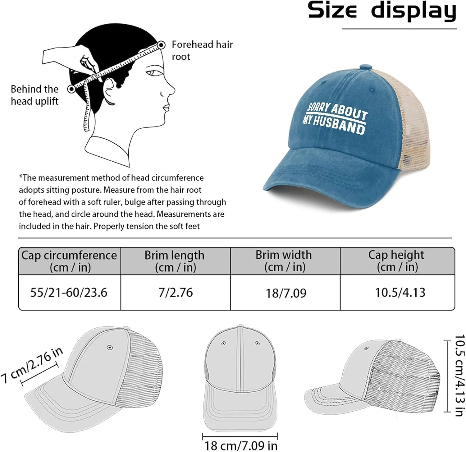 Sorry About My Husband Hat Trucker Hat Women Trendy Mesh Baseball Cap for Summer