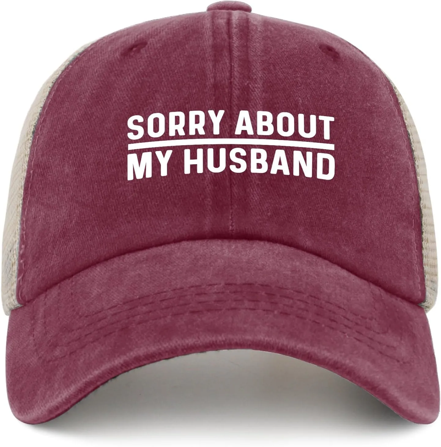 Sorry About My Husband Hat Trucker Hat Women Trendy Mesh Baseball Cap for Summer
