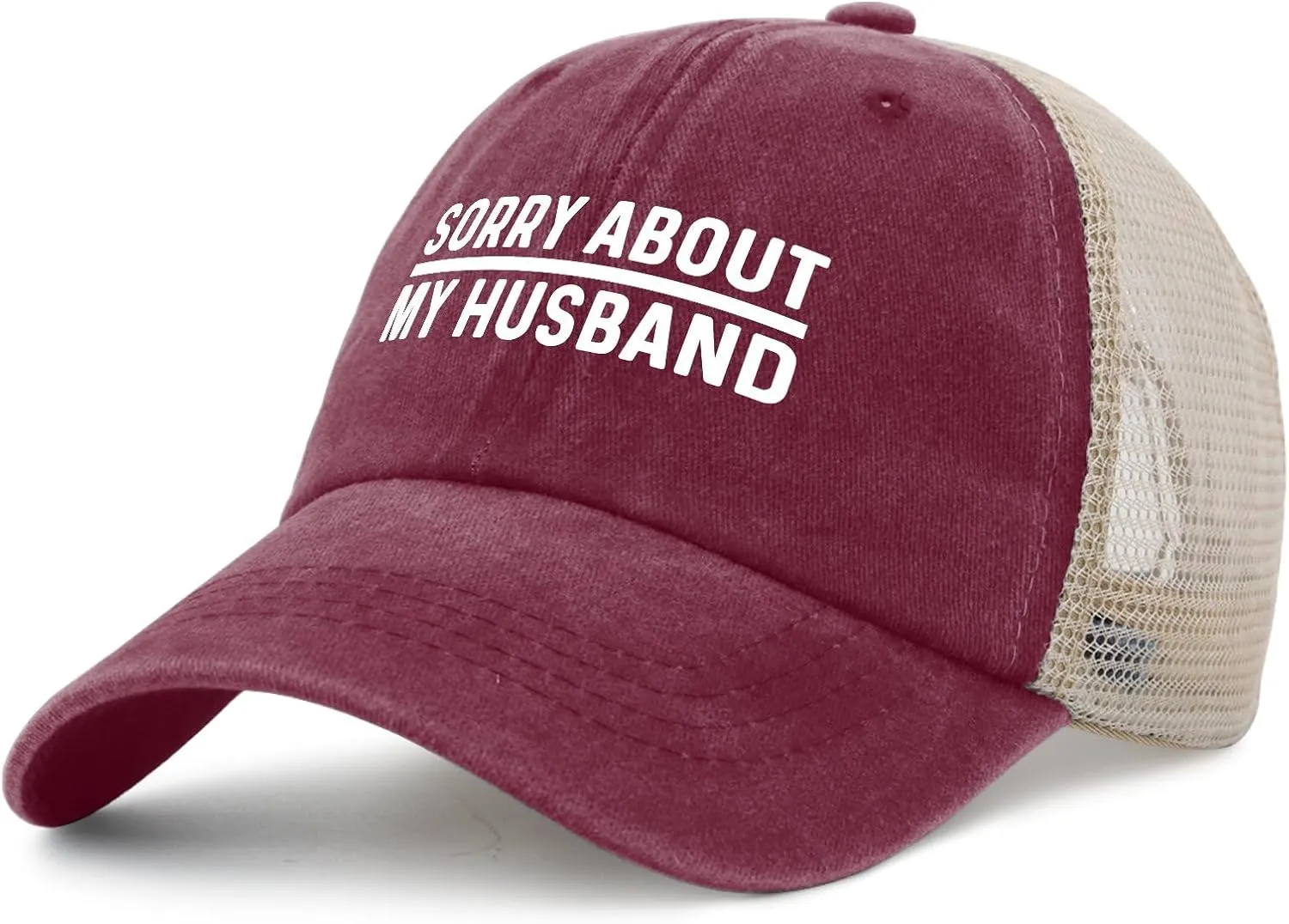 Sorry About My Husband Hat Trucker Hat Women Trendy Mesh Baseball Cap for Summer