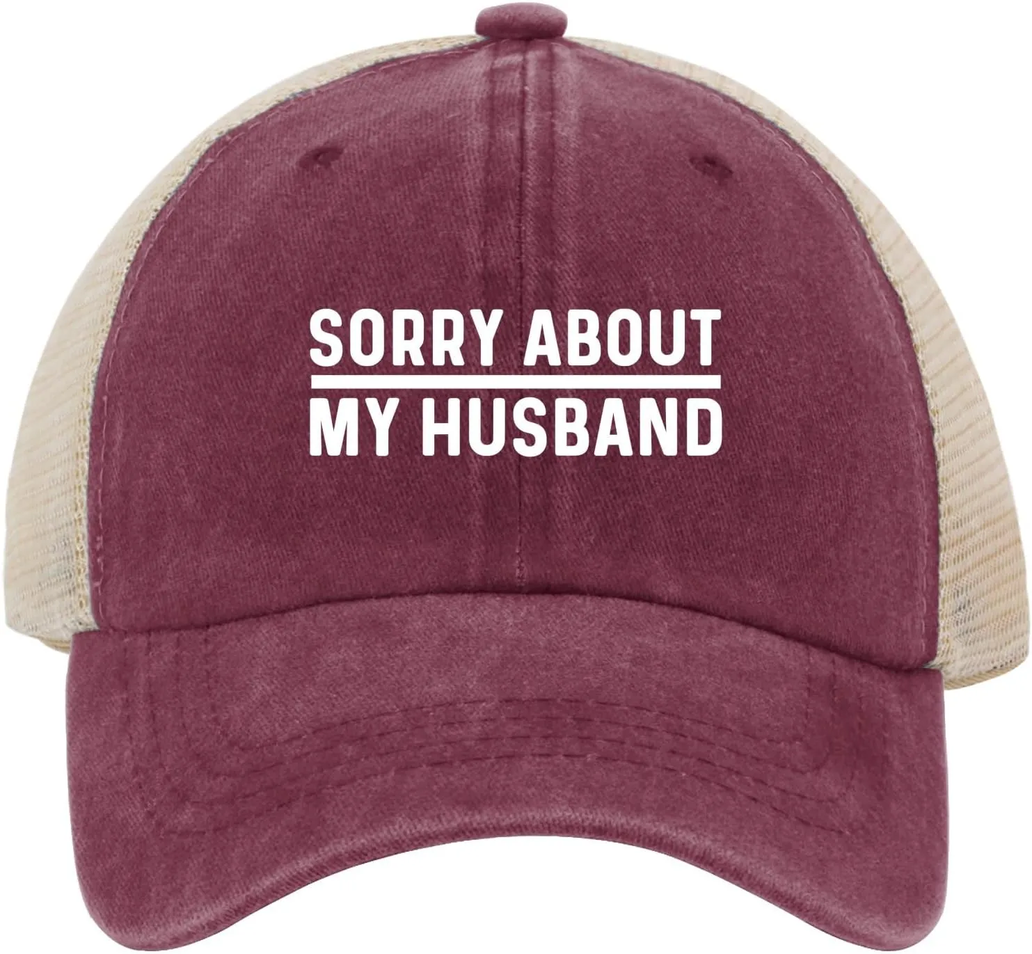 Sorry About My Husband Hat Trucker Hat Women Trendy Mesh Baseball Cap for Summer