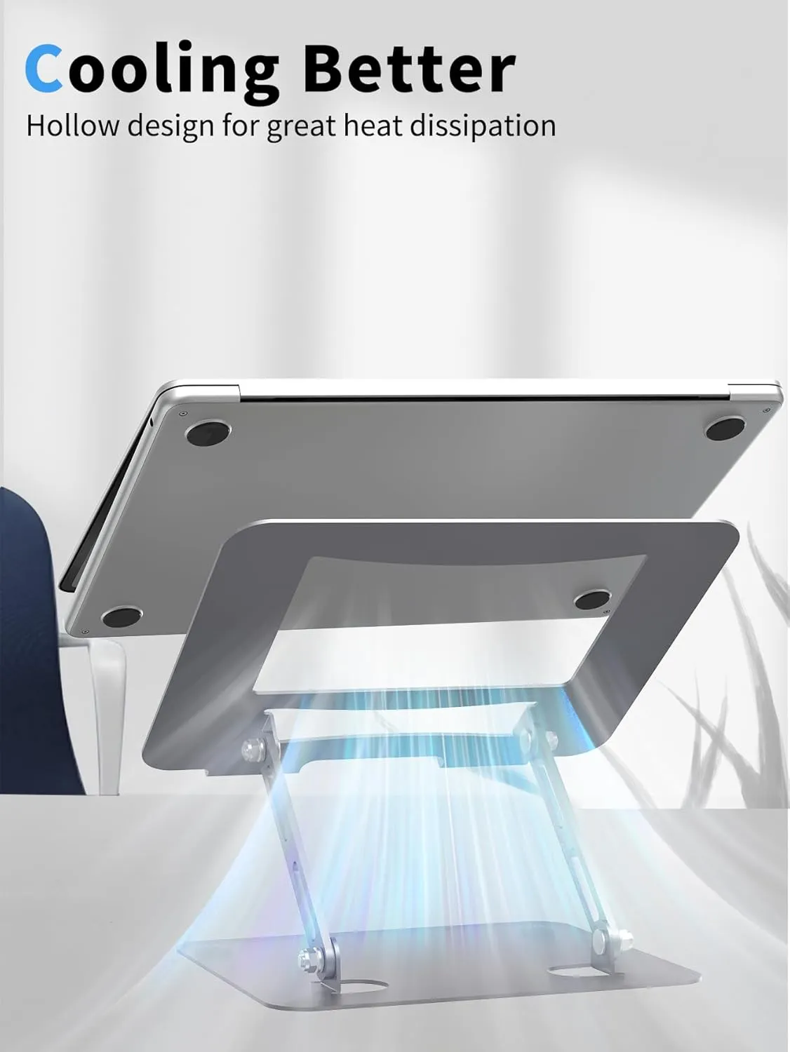 SOUNDANCE Laptop Stand for Desk with Stable Heavy Base, Adjustable Height Multi-Angle, Ergonomic Metal Riser Holder, Foldable Mount Elevator, Compatible with 10 to 15.6 Inches PC Computer, Grey