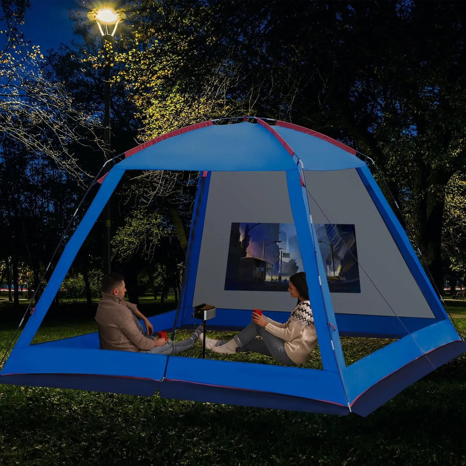 Spacious Screen House Pop Up Screened Camping Tent 10 x 10 Ft 6 Person 12x 12 Ft 8 Persons Waterproof Removable Camping Canopy Camping Tent Screen Event Shelter Gazebos for Patios