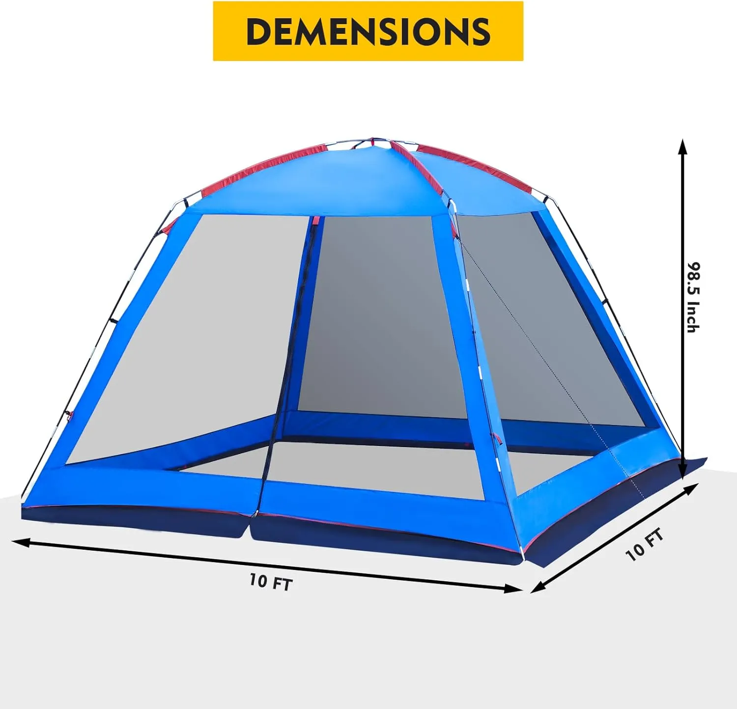 Spacious Screen House Pop Up Screened Camping Tent 10 x 10 Ft 6 Person 12x 12 Ft 8 Persons Waterproof Removable Camping Canopy Camping Tent Screen Event Shelter Gazebos for Patios