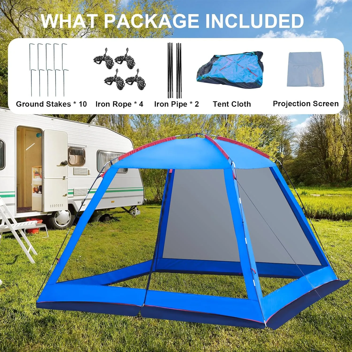 Spacious Screen House Pop Up Screened Camping Tent 10 x 10 Ft 6 Person 12x 12 Ft 8 Persons Waterproof Removable Camping Canopy Camping Tent Screen Event Shelter Gazebos for Patios
