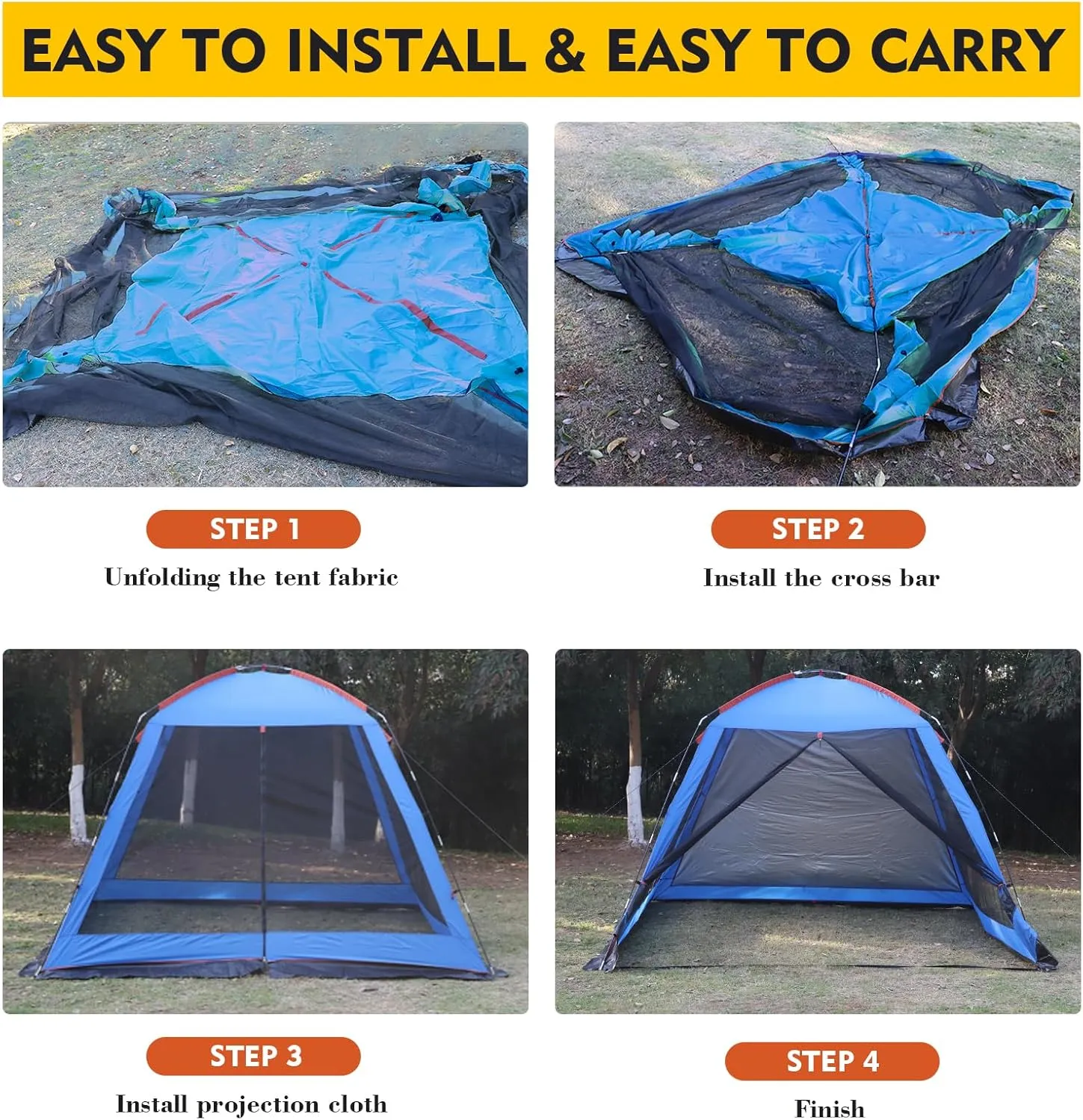 Spacious Screen House Pop Up Screened Camping Tent 10 x 10 Ft 6 Person 12x 12 Ft 8 Persons Waterproof Removable Camping Canopy Camping Tent Screen Event Shelter Gazebos for Patios