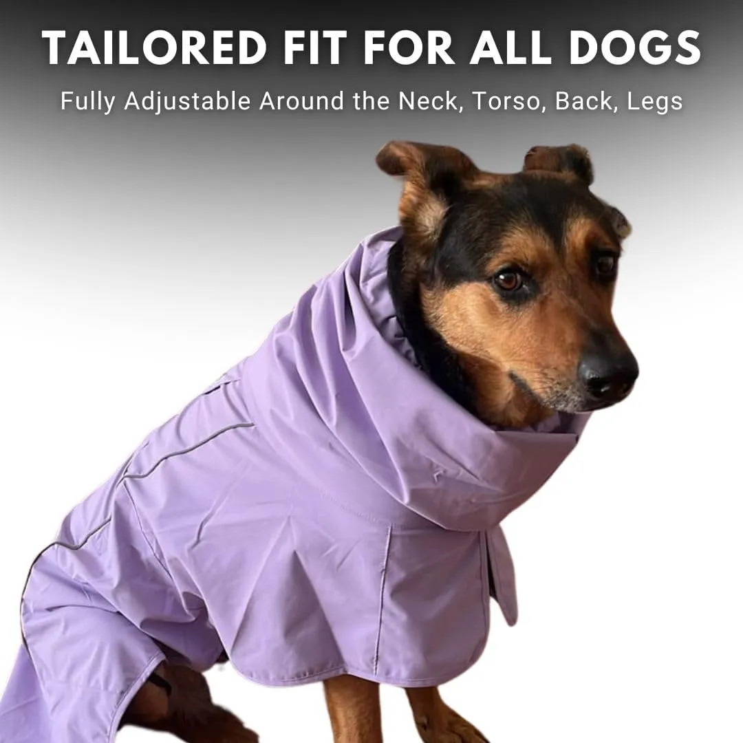 Spark Paws Dog Raincoat, Waterproof Windproof Rain Jacket, for Small Medium Large Extra Large Dogs, Reflective Breathable Full-Body Coverage Dry Suit - Purple - M