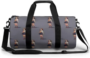 Sports Gym Bag for Men Women Anime Woman in Skirt Travel Gym Bag Cylindrical Workout Bag Lightweight Travel Duffle Bag for Basketball Football Weekender