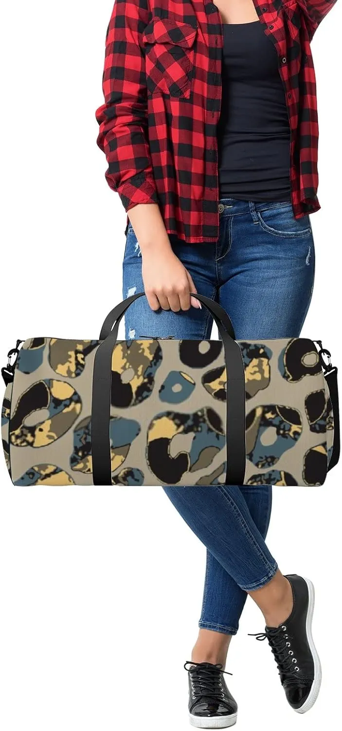 Sports Gym Bag for Women and Men Waterproof Abstract Animal Skin Pattern Duffel Bag Lightweight Carryon Traveling Boarding Gripsack