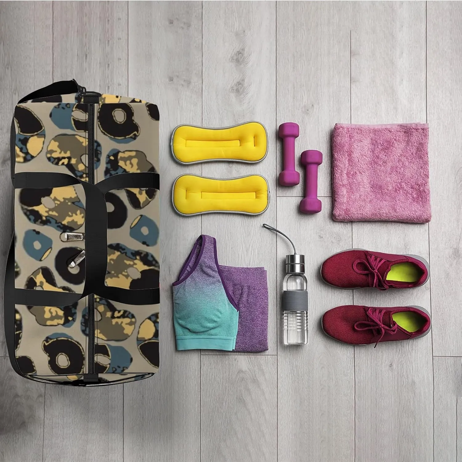 Sports Gym Bag for Women and Men Waterproof Abstract Animal Skin Pattern Duffel Bag Lightweight Carryon Traveling Boarding Gripsack