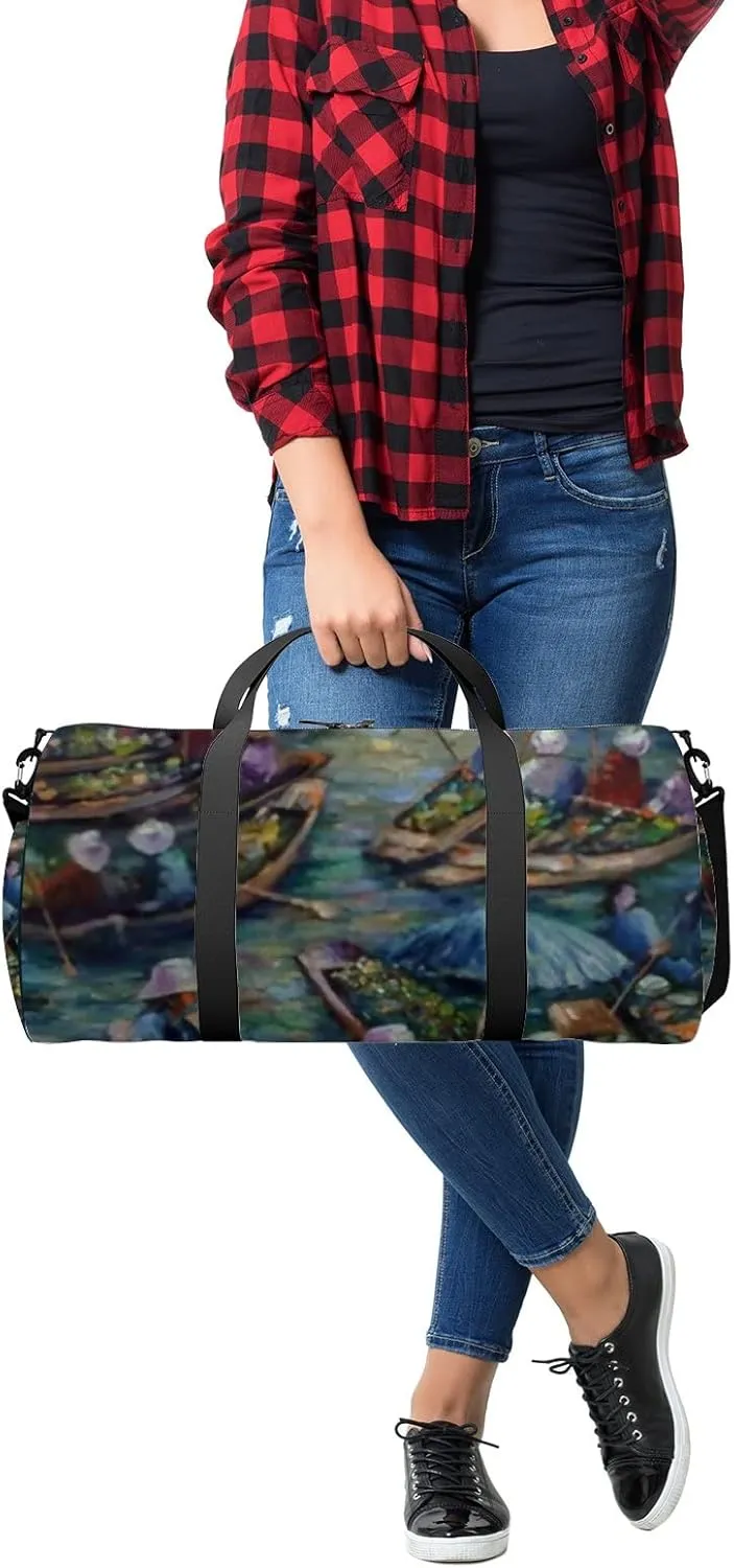 Sports Gym Bag for Women and Men Waterproof Art Painting Oil Color Duffel Bag Lightweight Carryon Traveling Boarding Gripsack