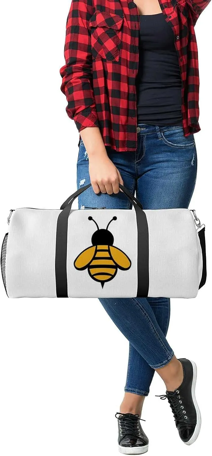Sports Gym Bag for Women and Men Waterproof Bee Animal Honey Flying Duffel Bag Lightweight Carryon Traveling Boarding Gripsack