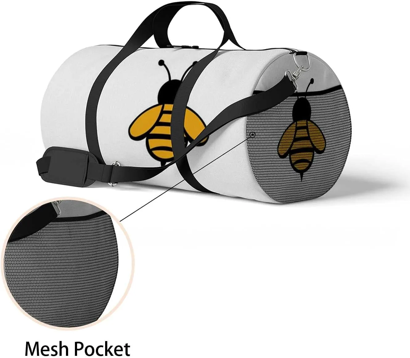 Sports Gym Bag for Women and Men Waterproof Bee Animal Honey Flying Duffel Bag Lightweight Carryon Traveling Boarding Gripsack