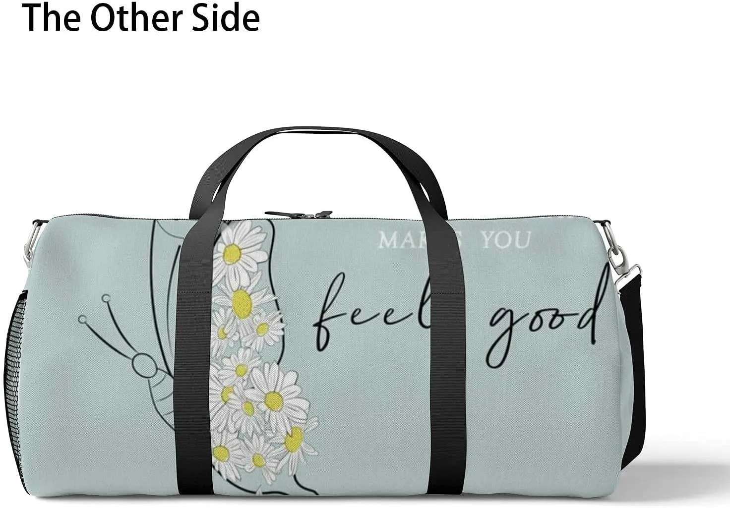 Sports Gym Bag for Women and Men Waterproof Butterfly DesignDaisies Flower Duffel Bag Lightweight Carryon Traveling Boarding Gripsack