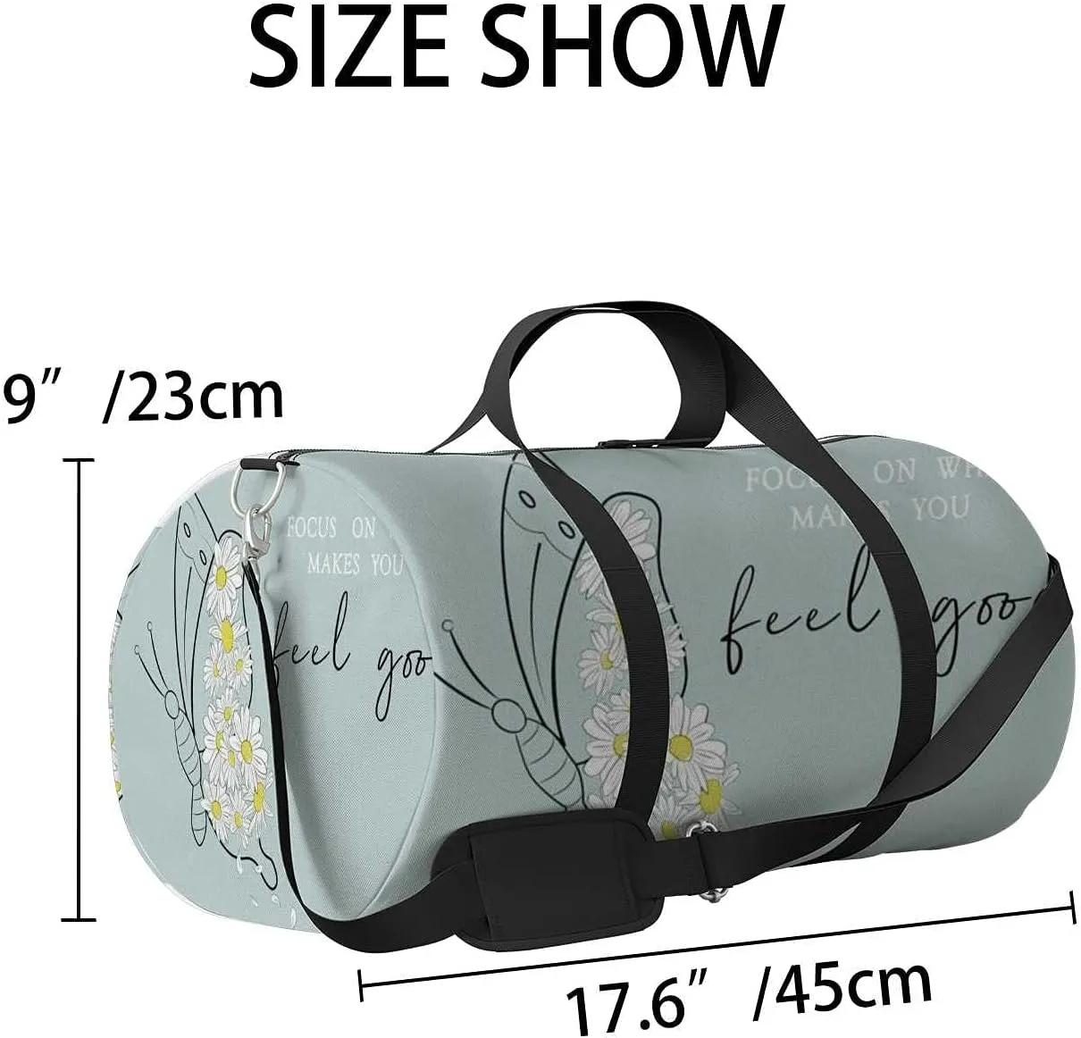 Sports Gym Bag for Women and Men Waterproof Butterfly DesignDaisies Flower Duffel Bag Lightweight Carryon Traveling Boarding Gripsack
