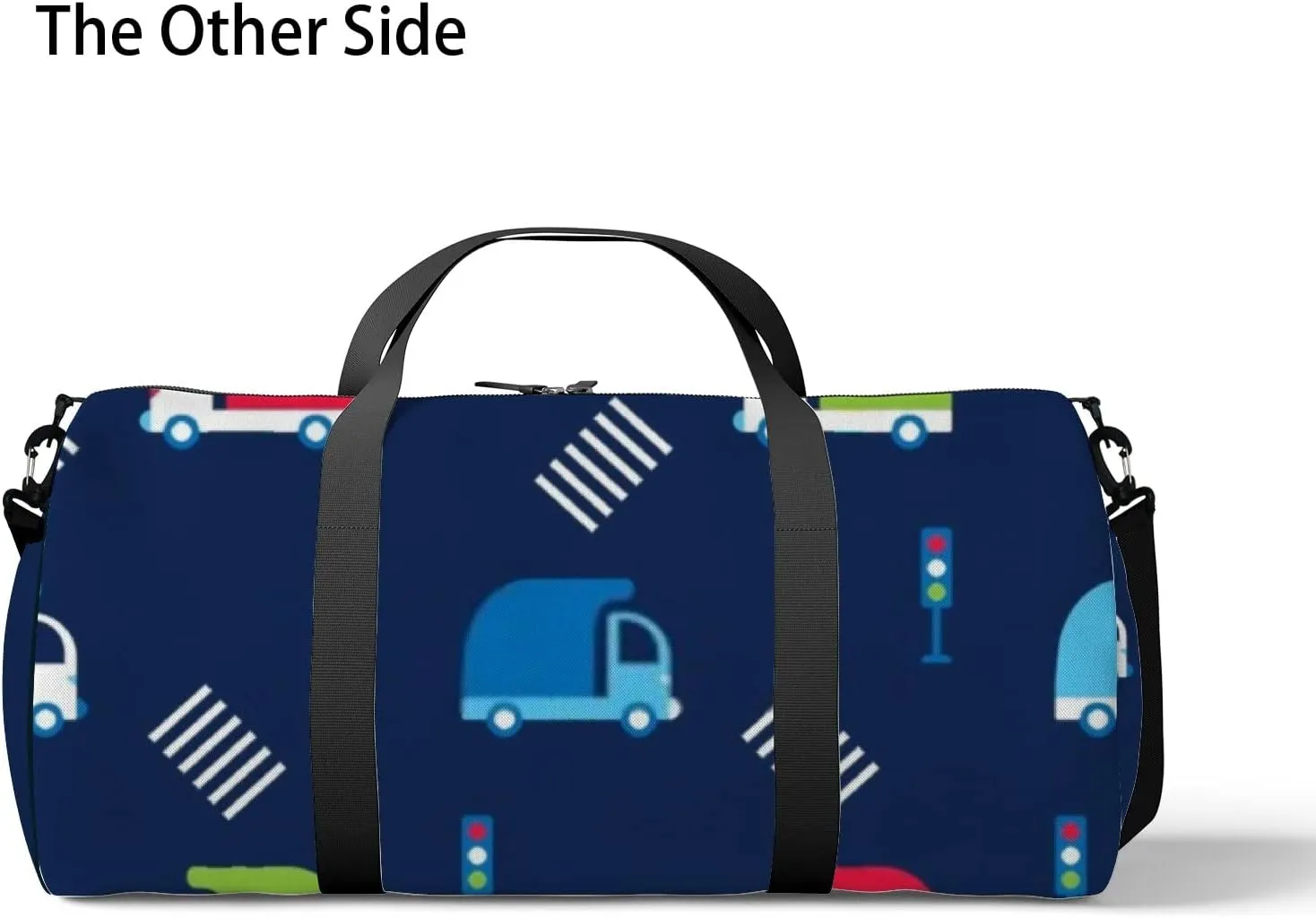 Sports Gym Bag for Women and Men Waterproof Childish Pattern Cartoon Dump Trucks Red Blue Green Duffel Bag Lightweight Carryon Traveling Boarding Gripsack