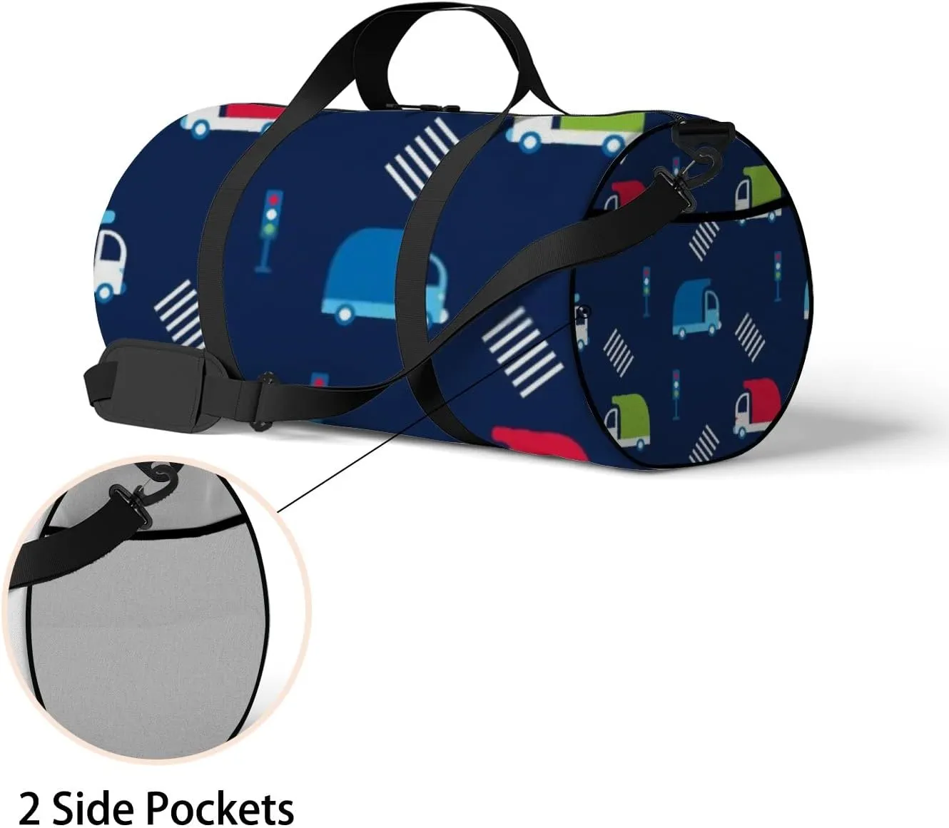 Sports Gym Bag for Women and Men Waterproof Childish Pattern Cartoon Dump Trucks Red Blue Green Duffel Bag Lightweight Carryon Traveling Boarding Gripsack