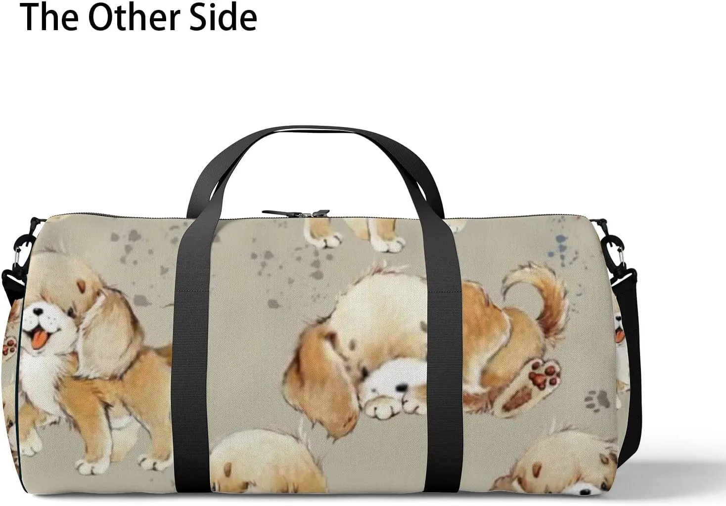 Sports Gym Bag for Women and Men Waterproof Cute Cartoon Dogs Brown Duffel Bag Lightweight Carryon Traveling Boarding Gripsack