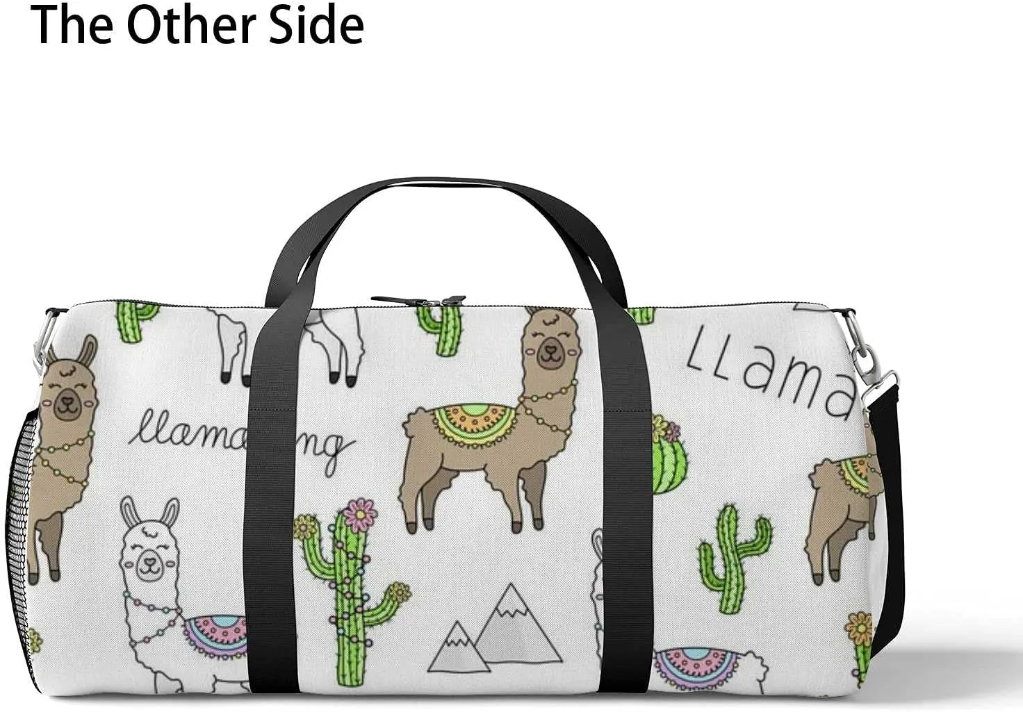 Sports Gym Bag for Women and Men Waterproof Cute Llama Illustration Pattern Duffel Bag Lightweight Carryon Traveling Boarding Gripsack
