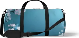 Sports Gym Bag for Women and Men Waterproof Floral Spring Light Blue Sky Duffel Bag Lightweight Carryon Traveling Boarding Gripsack