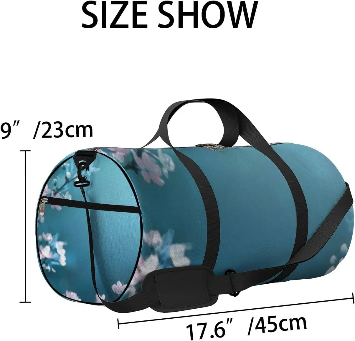 Sports Gym Bag for Women and Men Waterproof Floral Spring Light Blue Sky Duffel Bag Lightweight Carryon Traveling Boarding Gripsack