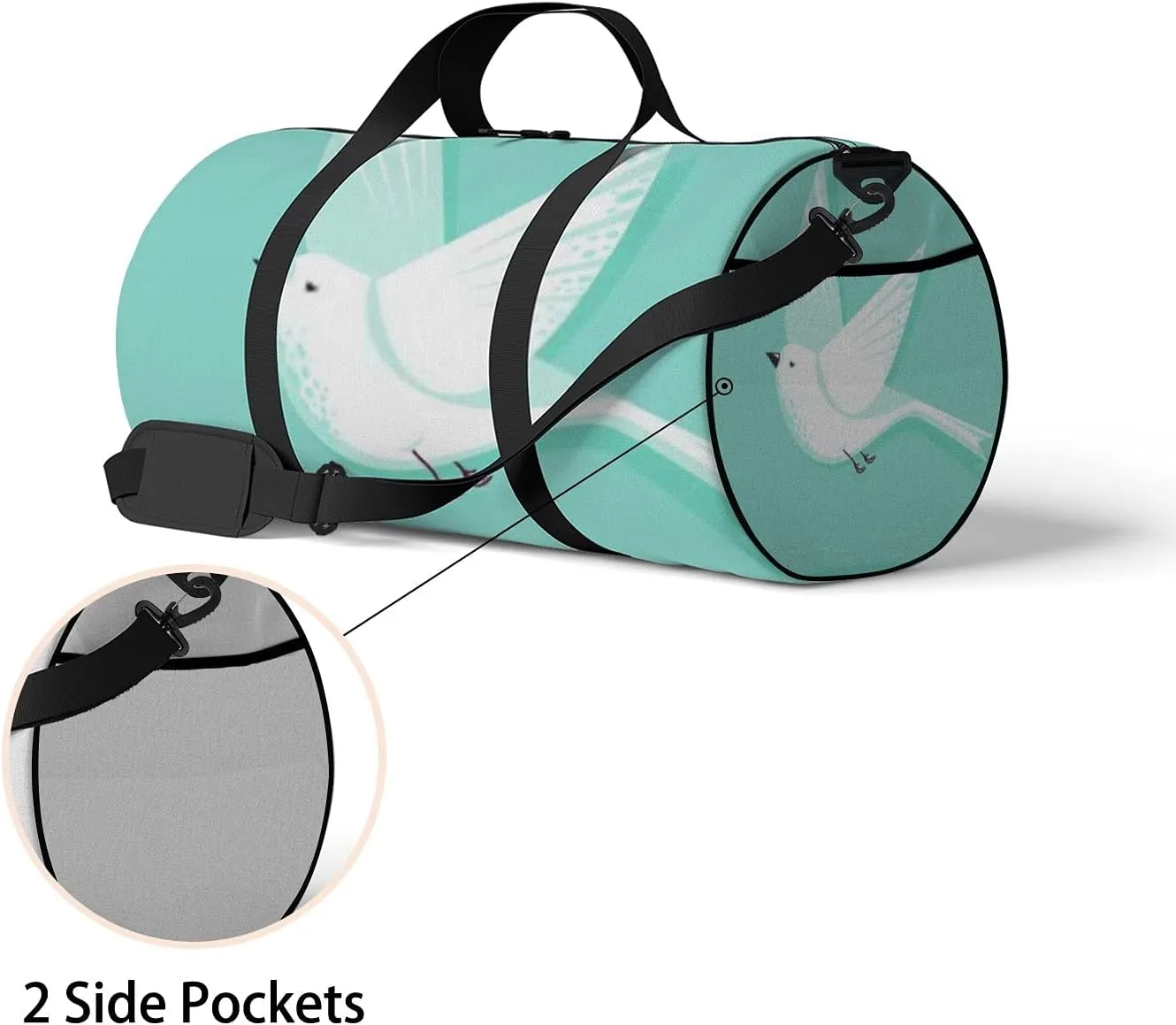 Sports Gym Bag for Women and Men Waterproof Flying Dove Cute Bird Blue Duffel Bag Lightweight Carryon Traveling Boarding Gripsack
