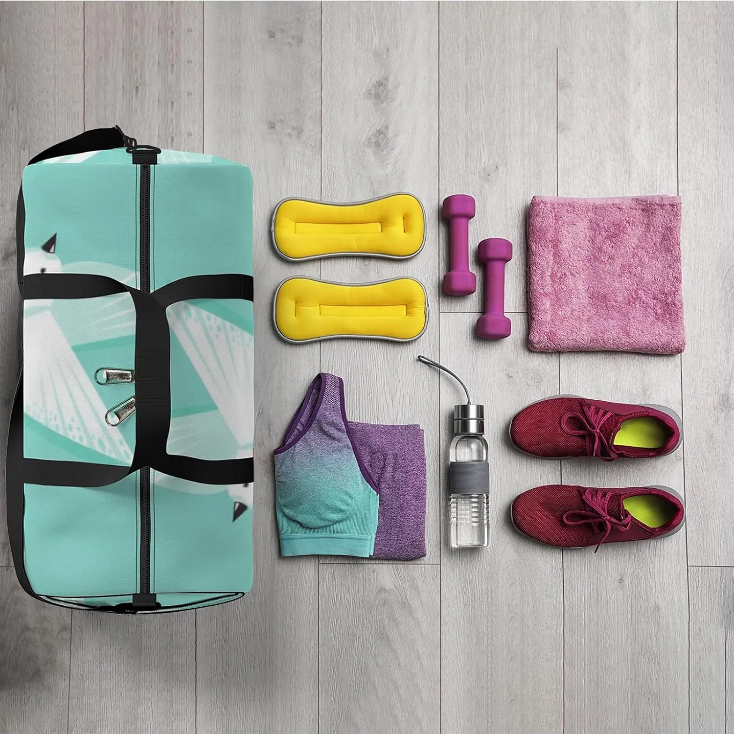 Sports Gym Bag for Women and Men Waterproof Flying Dove Cute Bird Blue Duffel Bag Lightweight Carryon Traveling Boarding Gripsack
