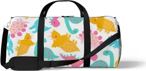 Sports Gym Bag for Women and Men Waterproof Pattern Cartoon Dinosaurs Duffel Bag Lightweight Carryon Traveling Boarding Gripsack
