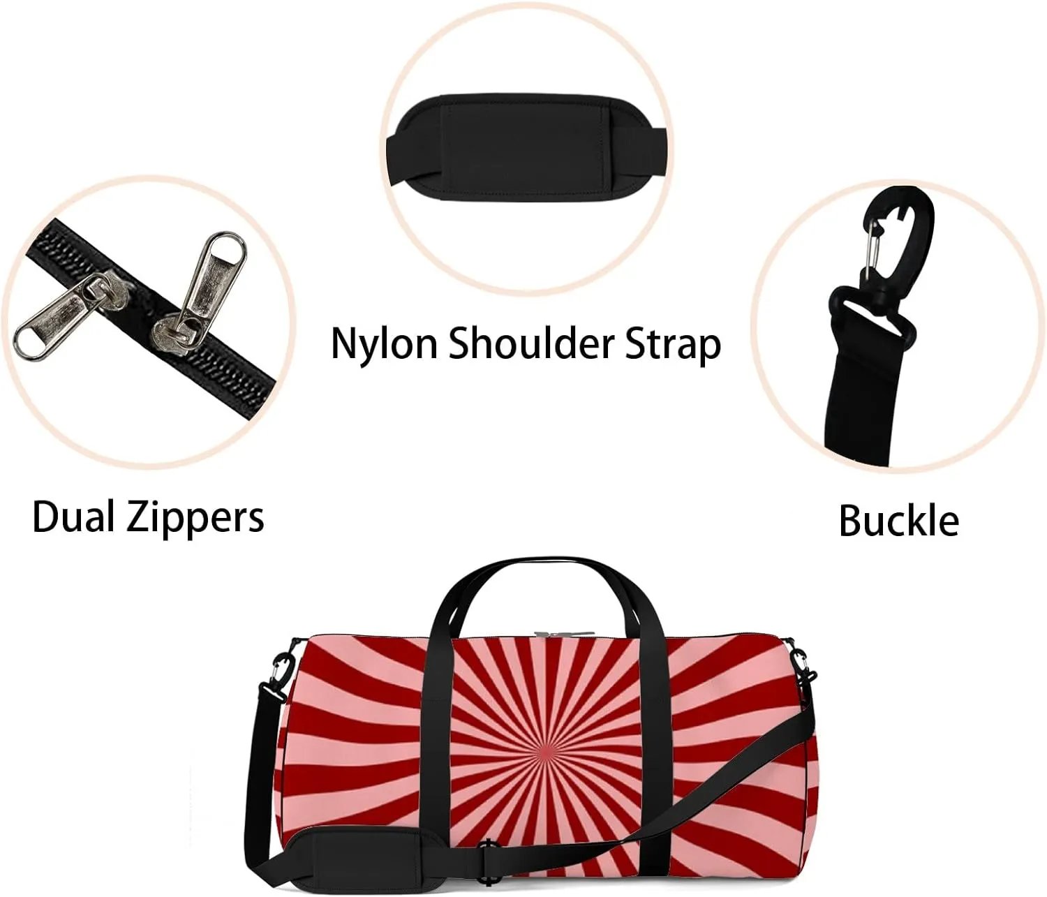 Sports Gym Bag for Women and Men Waterproof Sun Light Line Pink Red Duffel Bag Lightweight Carryon Traveling Boarding Gripsack