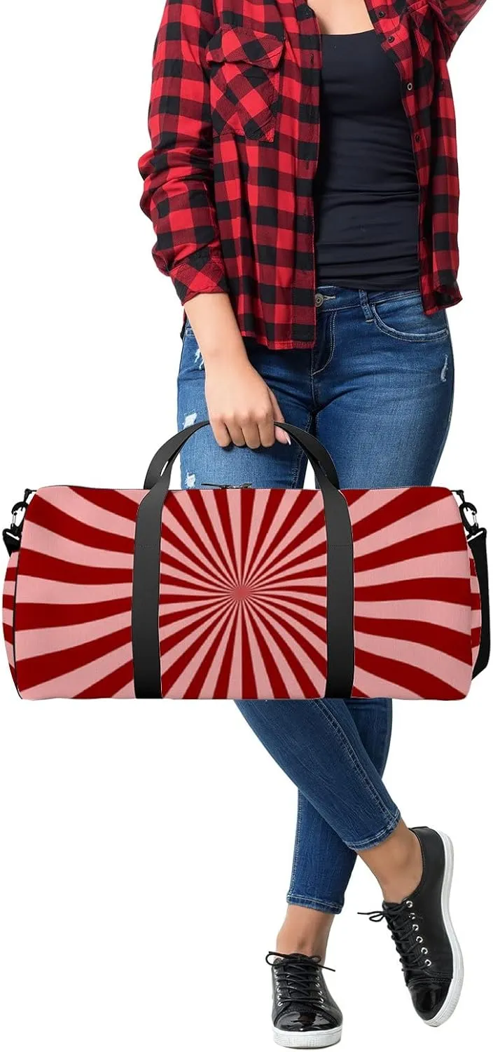 Sports Gym Bag for Women and Men Waterproof Sun Light Line Pink Red Duffel Bag Lightweight Carryon Traveling Boarding Gripsack