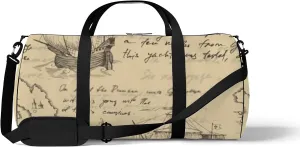 Sports Gym Bag for Women and Men Waterproof Vintage Sailboat Hand Drawn Sketch Duffel Bag Lightweight Carryon Traveling Boarding Gripsack